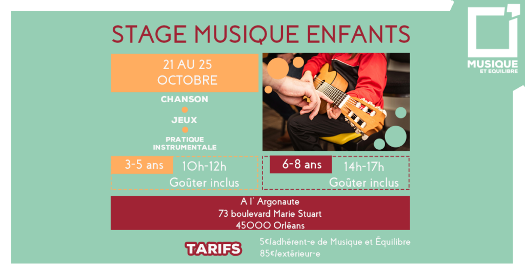 stage musique enfant argonaute éveil musical découverte musique vacances toussaint activités enfants