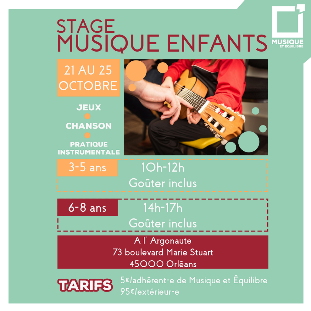 stage musique enfant éveil musical vacances toussaint octobre activités