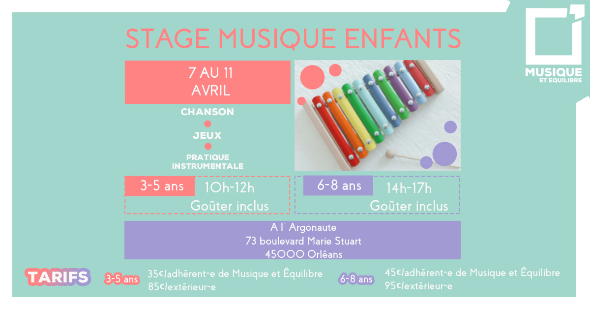 stage musique enfant vacances printemps activités loisir loiret orléans argonaute 