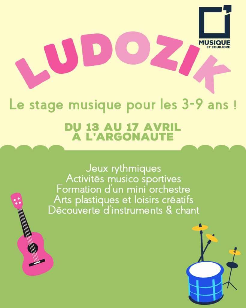 stage musique enfant centre aéré garde d'enfant activités vacances orléans loiret argonaute musique et équilibre ludozik